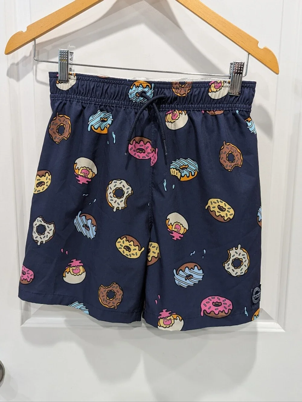 Abercrombie Kids A&F Navy Blue Donut Swim Trunks Swimsuit Board Shorts Boy 11 12